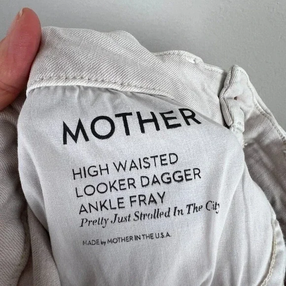 Mother Looker Dagger Lace Trim Ankle Skinny Jeans Size 26 Blush Pink High Waist